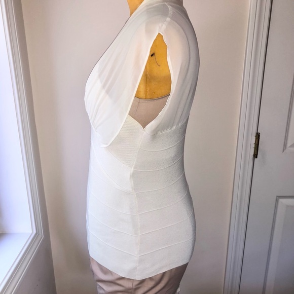 Bandage knit tunic chiffon blouse top formal - Picture 2 of 5